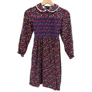 Vintage 90s Laura Ashley Mother & Child Smocked Dress 9 years Small Cottagecore